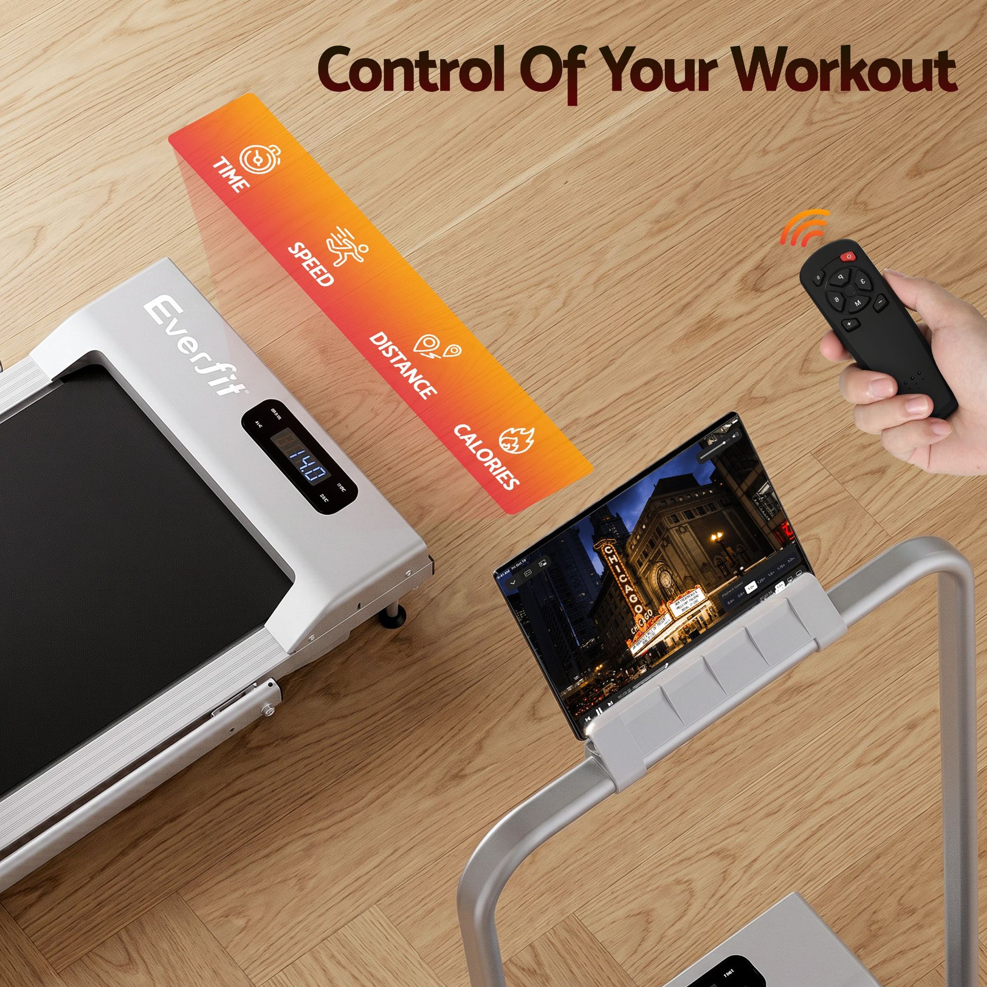 Everfit 3 in 1 Walking Pad Treadmill 12% Incline Foldable Under Desk Treadmills for Home Gym With 38cm Wide Belt Silver Everfit