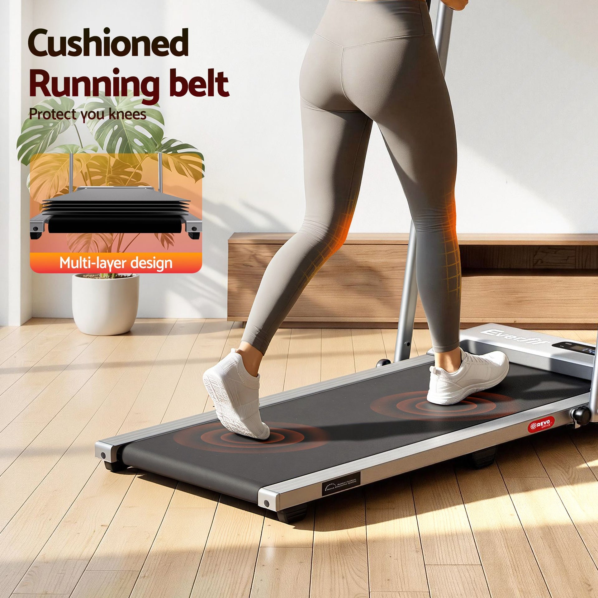 Everfit 3 in 1 Walking Pad Treadmill 12% Incline Foldable Under Desk Treadmills for Home Gym With 38cm Wide Belt Silver Everfit