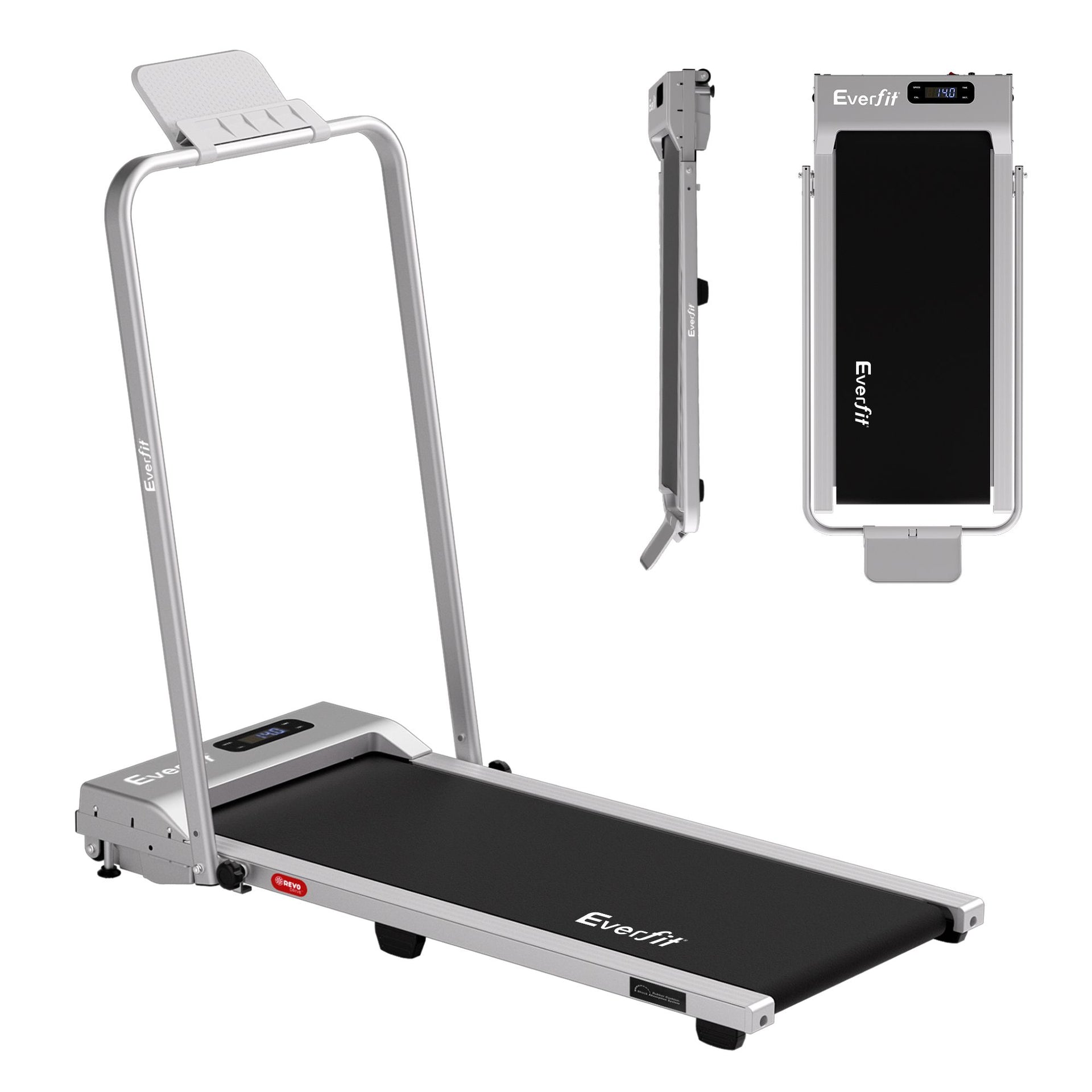 Everfit 3 in 1 Walking Pad Treadmill 12% Incline Foldable Under Desk Treadmills for Home Gym With 38cm Wide Belt Silver Everfit