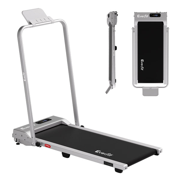 Everfit 3 in 1 Walking Pad Treadmill 12% Incline Foldable Under Desk Treadmills for Home Gym With 38cm Wide Belt Silver Everfit