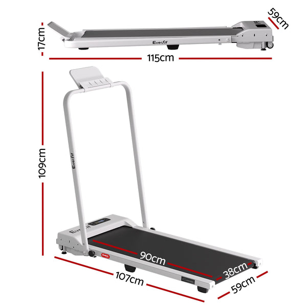 Everfit 3 in 1 Walking Pad Treadmill 12% Incline Foldable Under Desk Treadmills for Home Gym With 38cm Wide Belt White Everfit