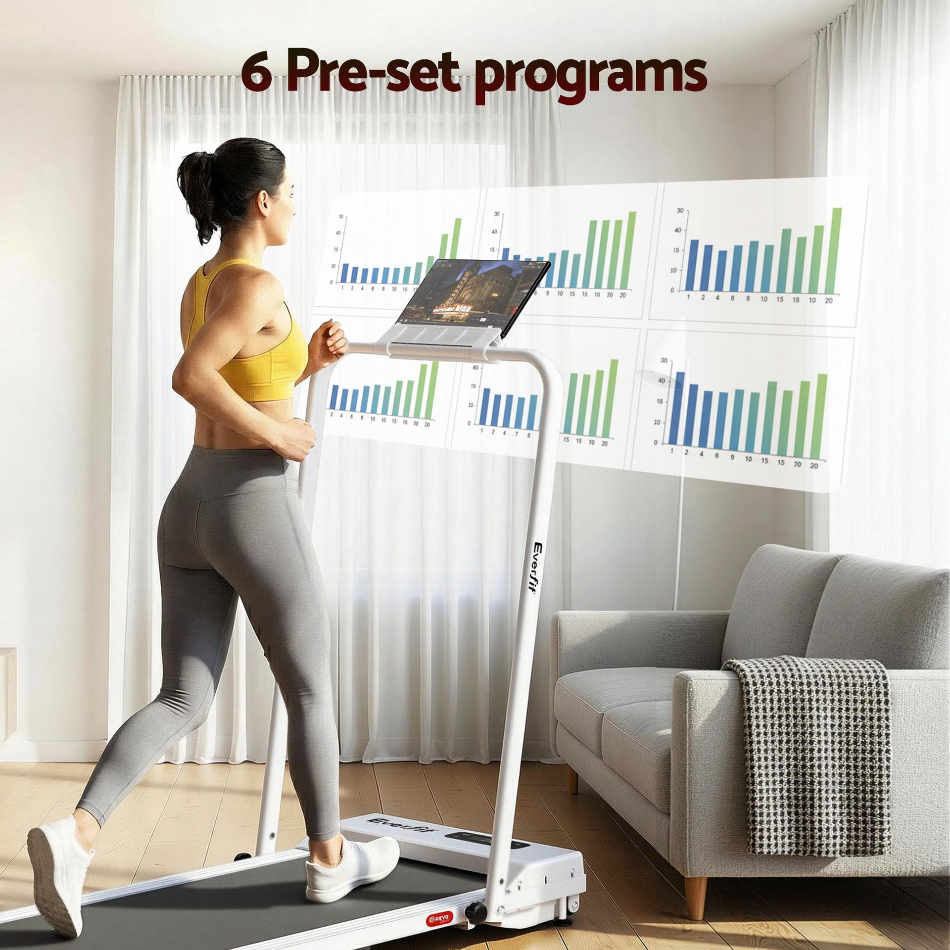 Everfit 3 in 1 Walking Pad Treadmill 12% Incline Foldable Under Desk Treadmills for Home Gym With 38cm Wide Belt White Everfit