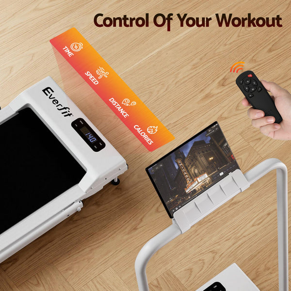 Everfit 3 in 1 Walking Pad Treadmill 12% Incline Foldable Under Desk Treadmills for Home Gym With 38cm Wide Belt White Everfit