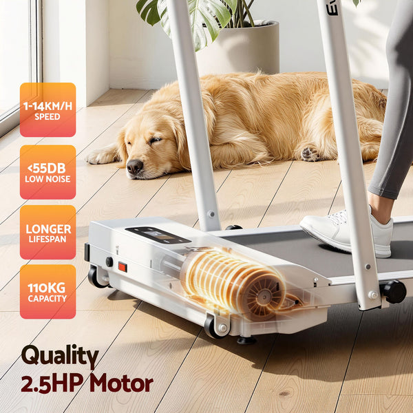 Everfit 3 in 1 Walking Pad Treadmill 12% Incline Foldable Under Desk Treadmills for Home Gym With 38cm Wide Belt White Everfit
