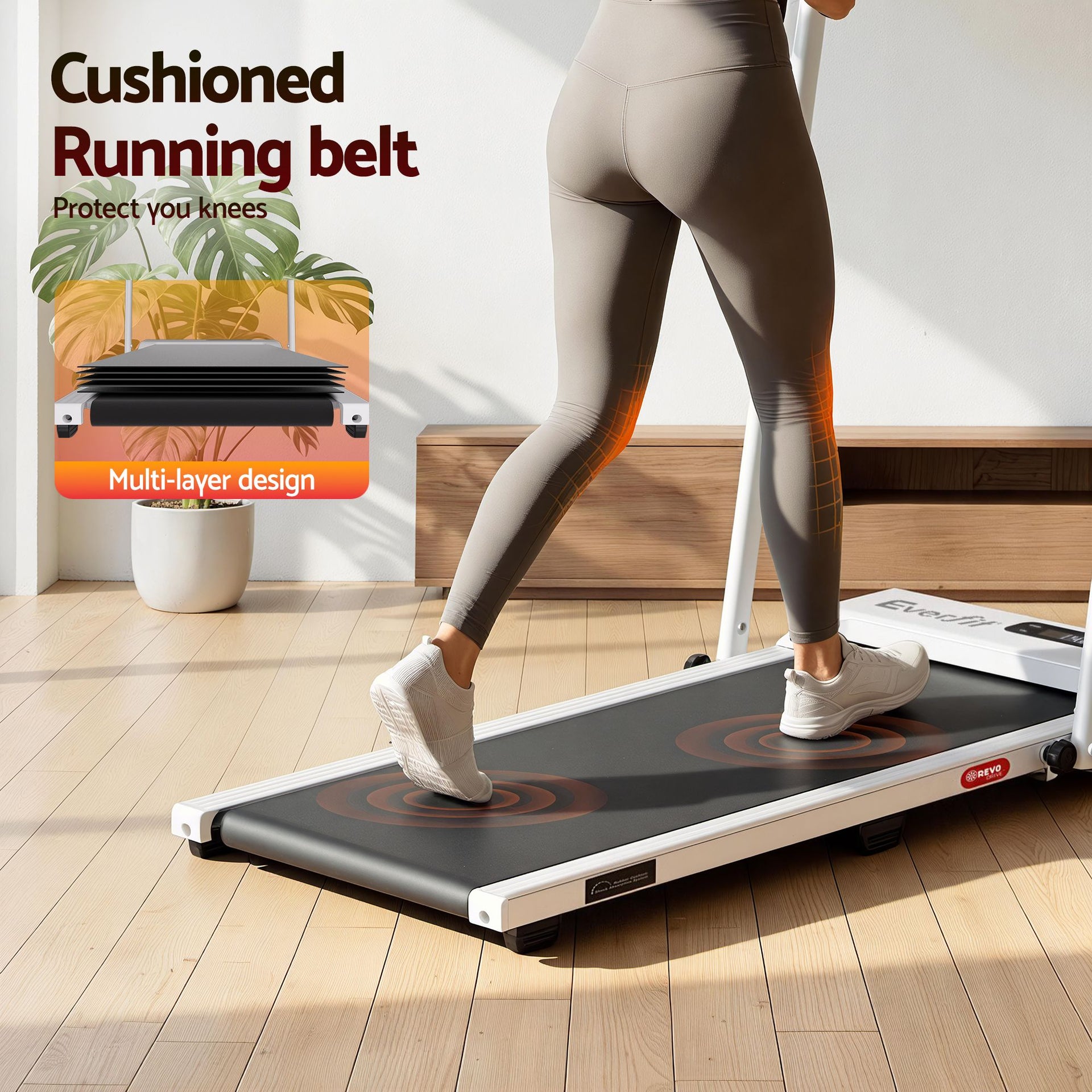 Everfit 3 in 1 Walking Pad Treadmill 12% Incline Foldable Under Desk Treadmills for Home Gym With 38cm Wide Belt White Everfit