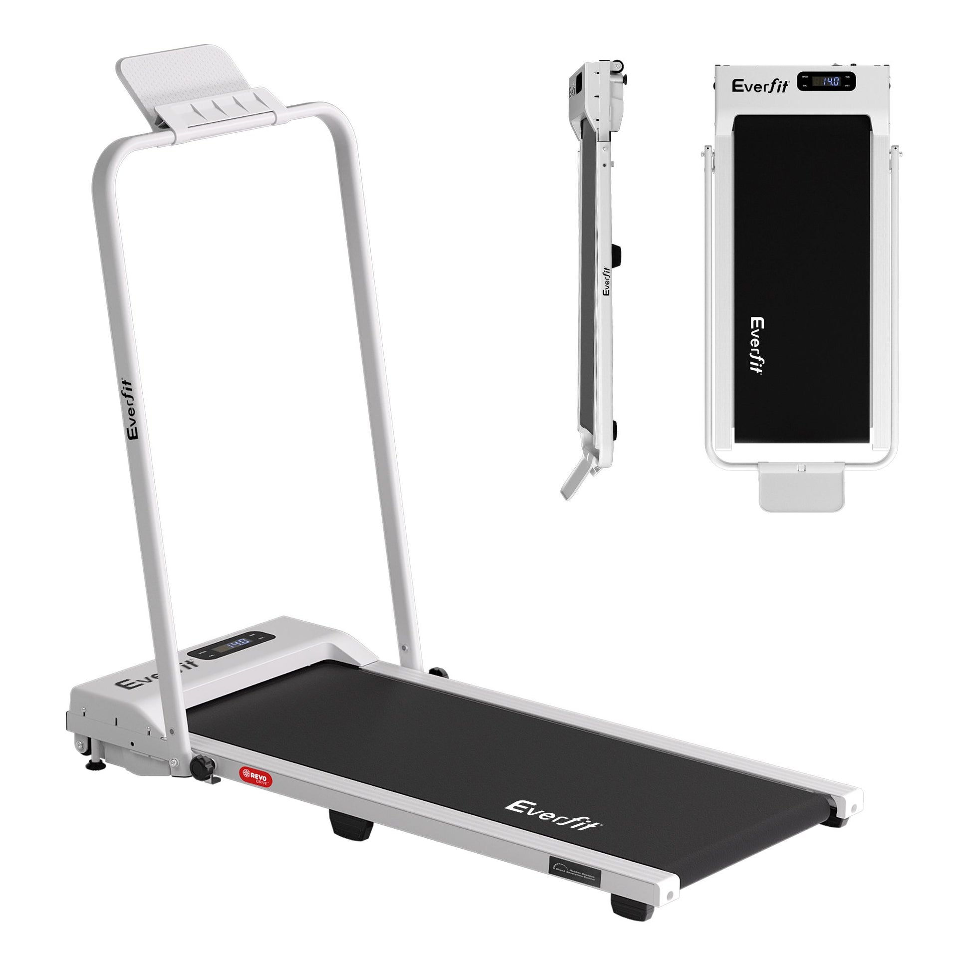 Everfit 3 in 1 Walking Pad Treadmill 12% Incline Foldable Under Desk Treadmills for Home Gym With 38cm Wide Belt White Everfit