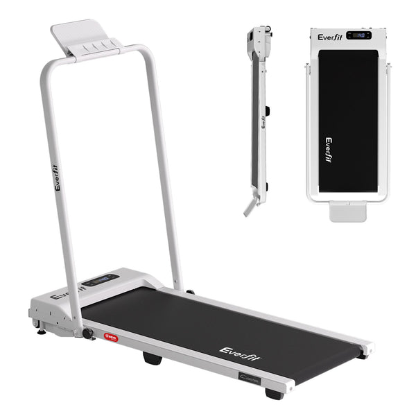 Everfit 3 in 1 Walking Pad Treadmill 12% Incline Foldable Under Desk Treadmills for Home Gym With 38cm Wide Belt White Everfit