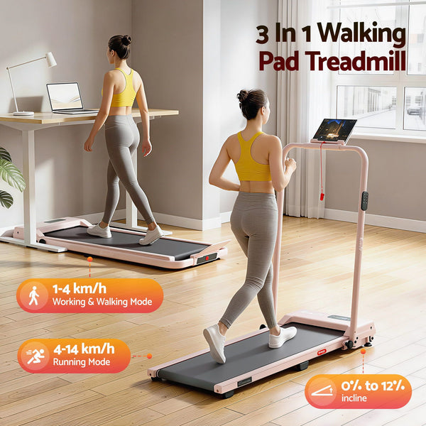 Everfit 3 in 1 Walking Pad Treadmill 12% Incline Under Desk Treadmills for Home Gym With 38cm Wide Belt APP Control Awezingly