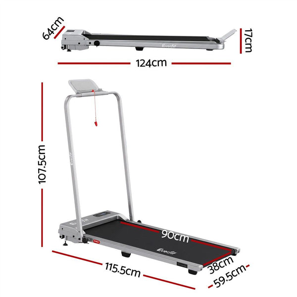 Everfit 3 in 1 Walking Pad Treadmill 12% Incline Under Desk Foldable for Home With 38cm Belt Silver Awezingly
