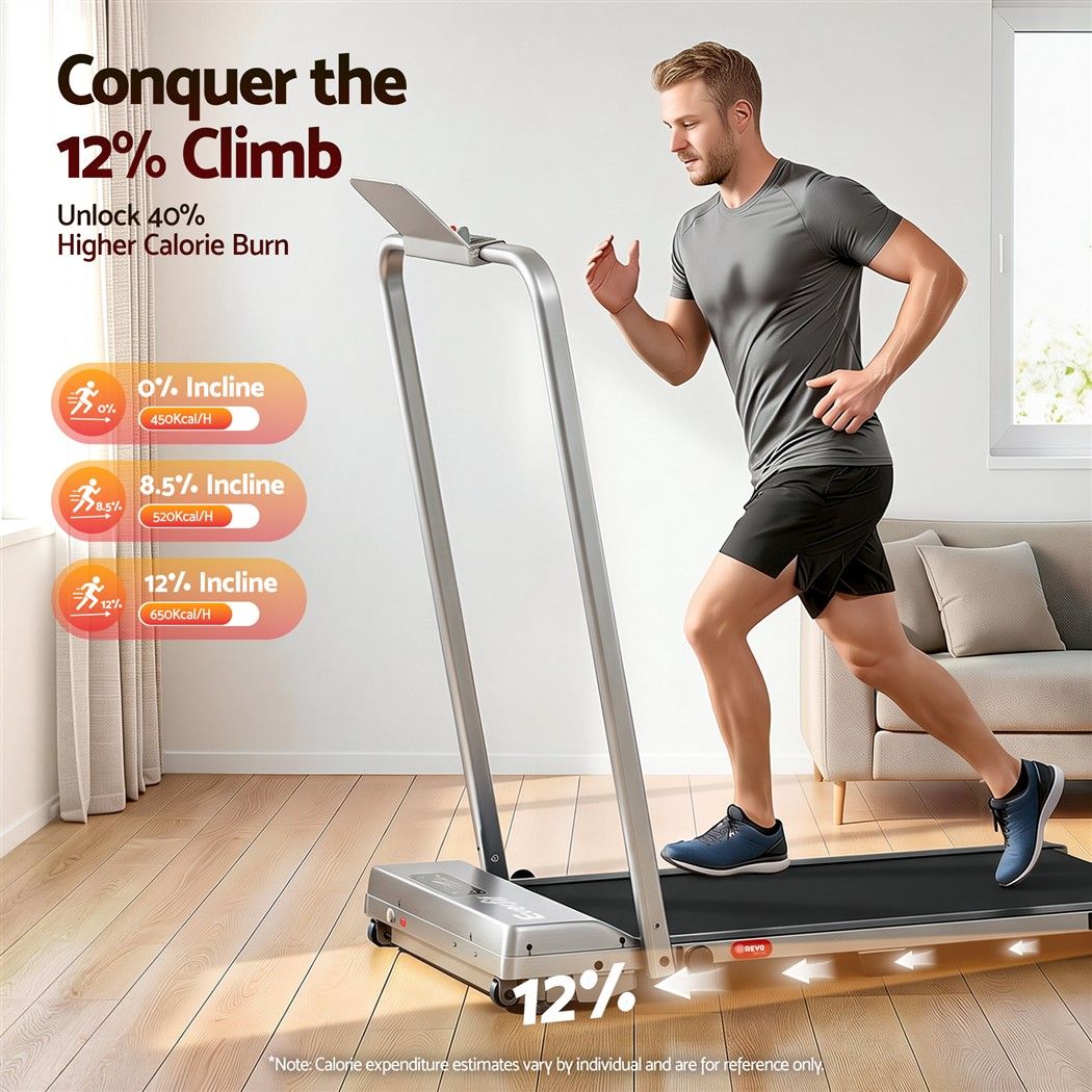 Everfit 3 in 1 Walking Pad Treadmill 12% Incline Under Desk Foldable for Home With 38cm Belt Silver Awezingly
