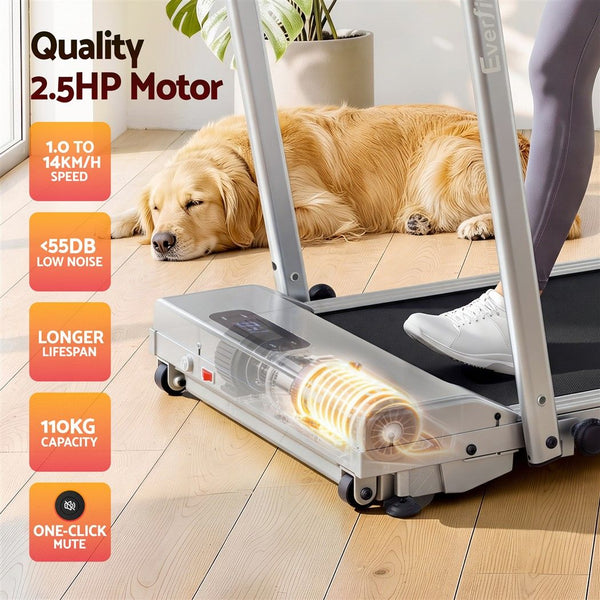 Everfit 3 in 1 Walking Pad Treadmill 12% Incline Under Desk Foldable for Home With 38cm Belt Silver Awezingly