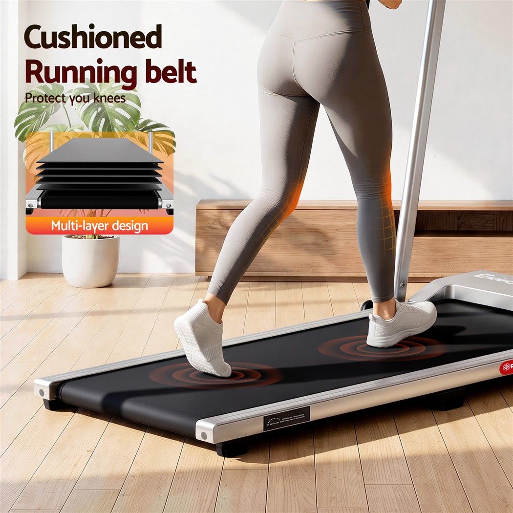 Everfit 3 in 1 Walking Pad Treadmill 12% Incline Under Desk Foldable for Home With 38cm Belt Silver Awezingly