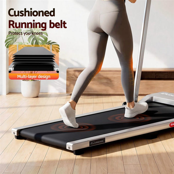 Everfit 3 in 1 Walking Pad Treadmill 12% Incline Under Desk Foldable for Home With 38cm Belt Silver Awezingly