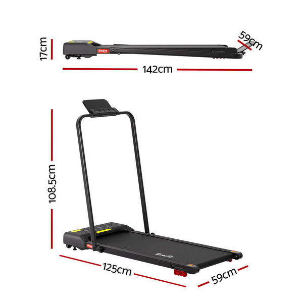 Everfit Treadmill Electric Walking Pad Incline Under Desk 380mm Black Awezingly