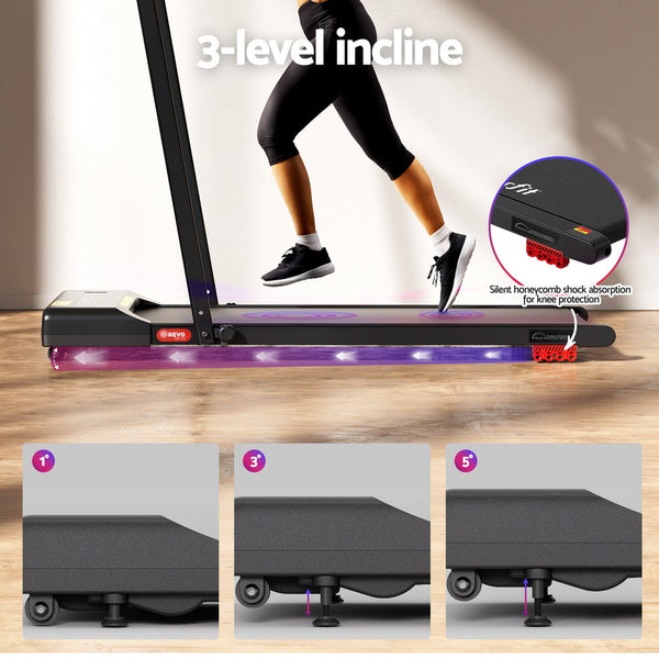 Everfit Treadmill Electric Walking Pad Incline Under Desk 380mm Black Awezingly