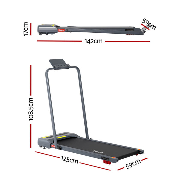 Everfit Treadmill Electric Walking Pad Incline Under Desk 380mm Grey Awezingly