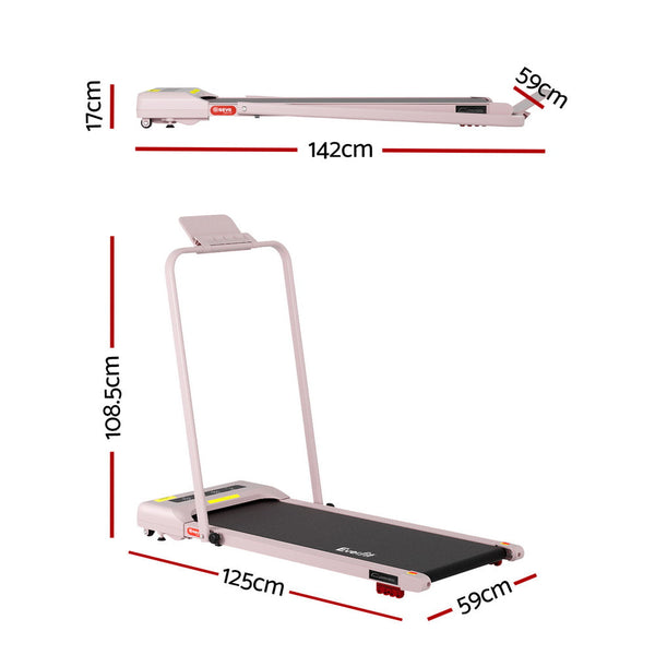 Everfit Treadmill Electric Walking Pad Incline Under Desk 380mm Pink Awezingly