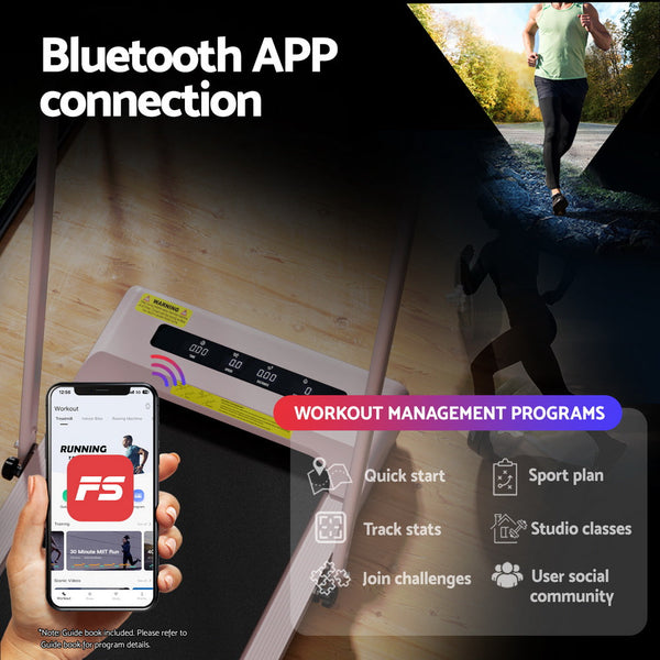 Everfit Treadmill Electric Walking Pad Incline Under Desk 380mm Pink Awezingly