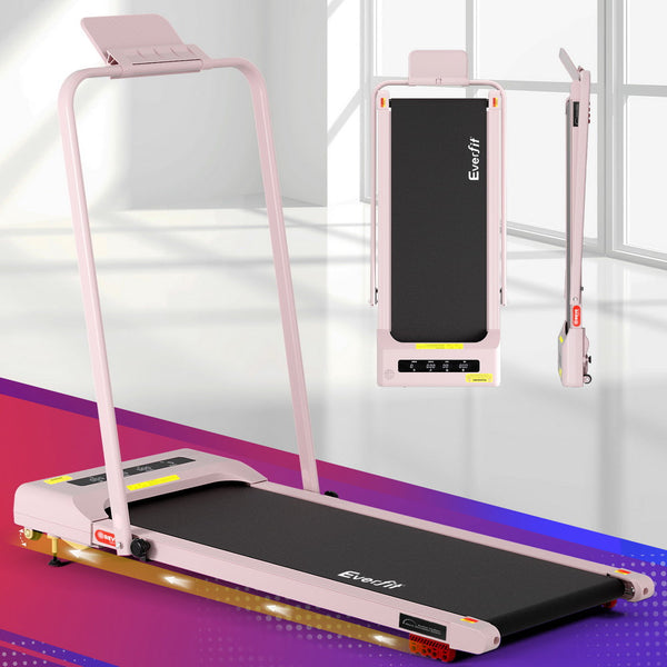 Everfit Treadmill Electric Walking Pad Incline Under Desk 380mm Pink Awezingly