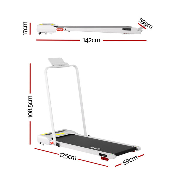 Everfit Treadmill Electric Walking Pad Incline Under Desk 380mm White Awezingly