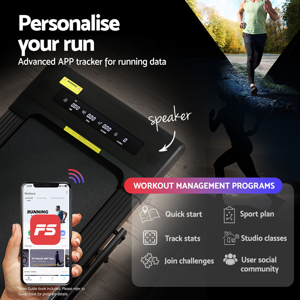 Everfit Treadmill Electric Walking Pad Under Desk Home Gym Fitness 400mm Black Everfit