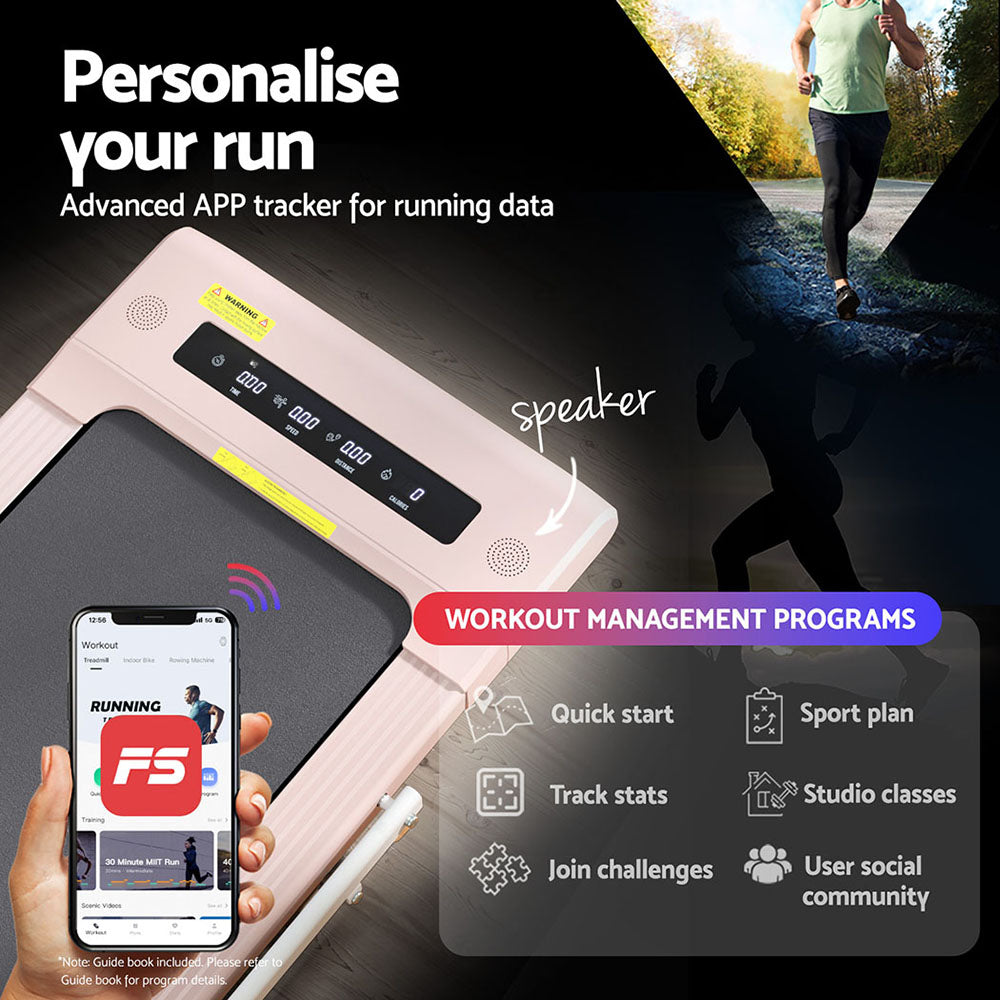 Everfit Treadmill Electric Walking Pad Under Desk Home Gym Fitness 400mm Pink Everfit