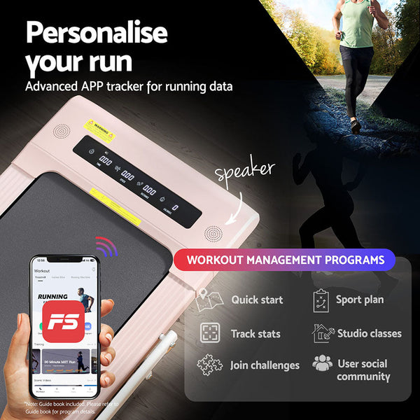 Everfit Treadmill Electric Walking Pad Under Desk Home Gym Fitness 400mm Pink Everfit