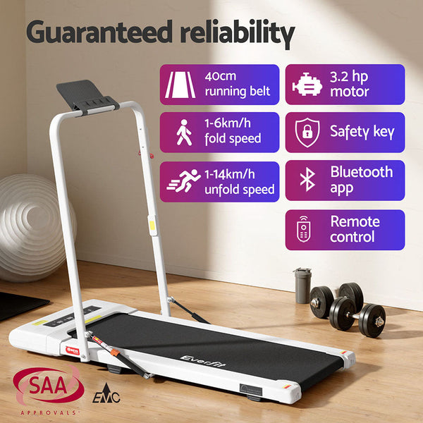 Everfit Treadmill Electric Walking Pad Under Desk Home Gym Fitness 400mm White Everfit