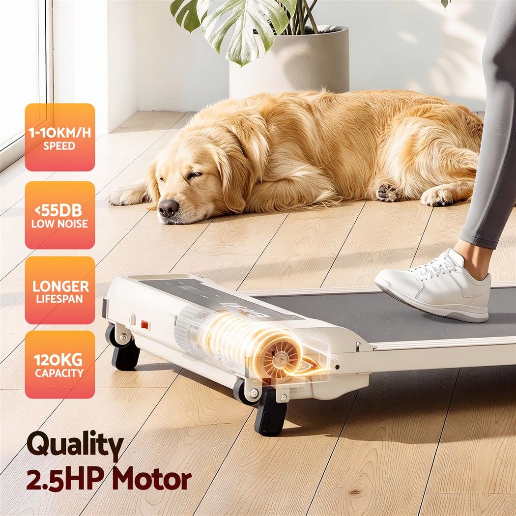 Everfit 3 in 1 Walking Pad Treadmill 12% Incline Under Desk Treadmills for Home Gym 40cmBelt Beige Awezingly