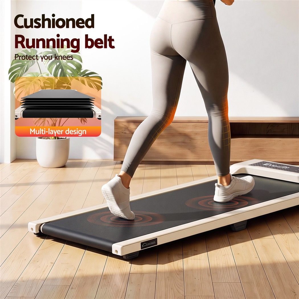 Everfit 3 in 1 Walking Pad Treadmill 12% Incline Under Desk Treadmills for Home Gym 40cmBelt Beige Awezingly