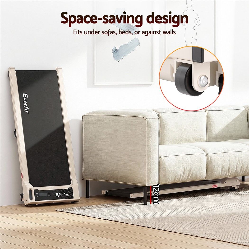 Everfit 3 in 1 Walking Pad Treadmill 12% Incline Under Desk Treadmills for Home Gym 40cmBelt Beige Awezingly