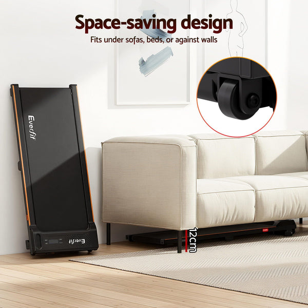 Everfit 3 in 1 Walking Pad Treadmill 12% Incline Under Desk Treadmills for Home Gym With 40cm Wide Belt Black Awezingly