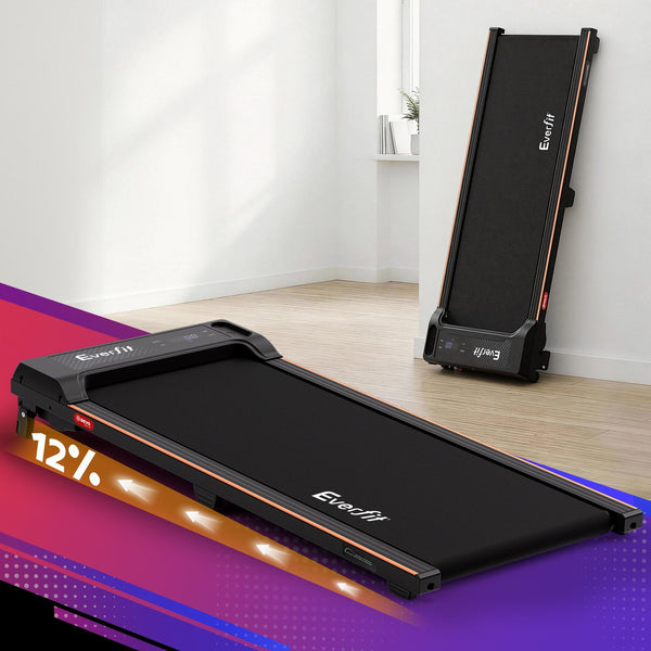 Everfit 3 in 1 Walking Pad Treadmill 12% Incline Under Desk Treadmills for Home Gym With 40cm Wide Belt Black Awezingly