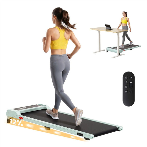 Everfit 3 in 1 Walking Pad Treadmill 12% Incline Under Desk Treadmills for Home Gym 40cmBelt Green Awezingly
