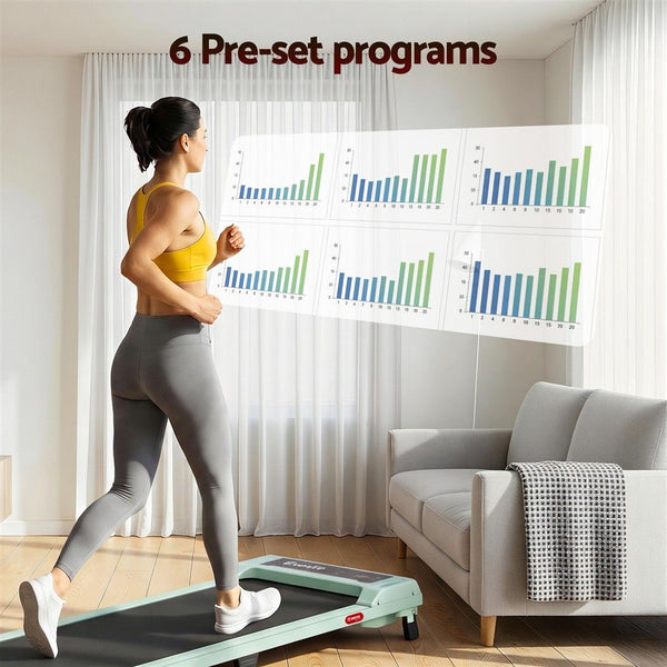 Everfit 3 in 1 Walking Pad Treadmill 12% Incline Under Desk Treadmills for Home Gym 40cmBelt Green Awezingly