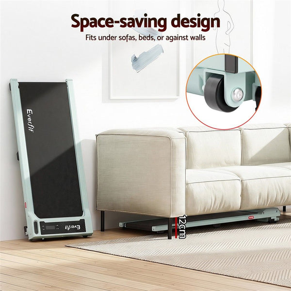 Everfit 3 in 1 Walking Pad Treadmill 12% Incline Under Desk Treadmills for Home Gym 40cmBelt Green Awezingly