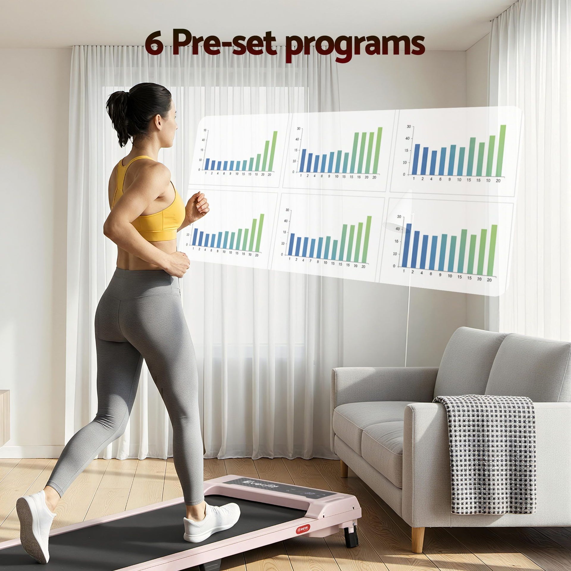 Everfit 3 in 1 Walking Pad Treadmill 12% Incline Under Desk Treadmills for Home Gym With 40cm Wide Belt Pink Awezingly
