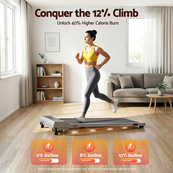 Everfit 3 in 1 Walking Pad Treadmill 12% Incline Under Desk Treadmills for Home Gym With 40cm Wide Belt Sliver Awezingly