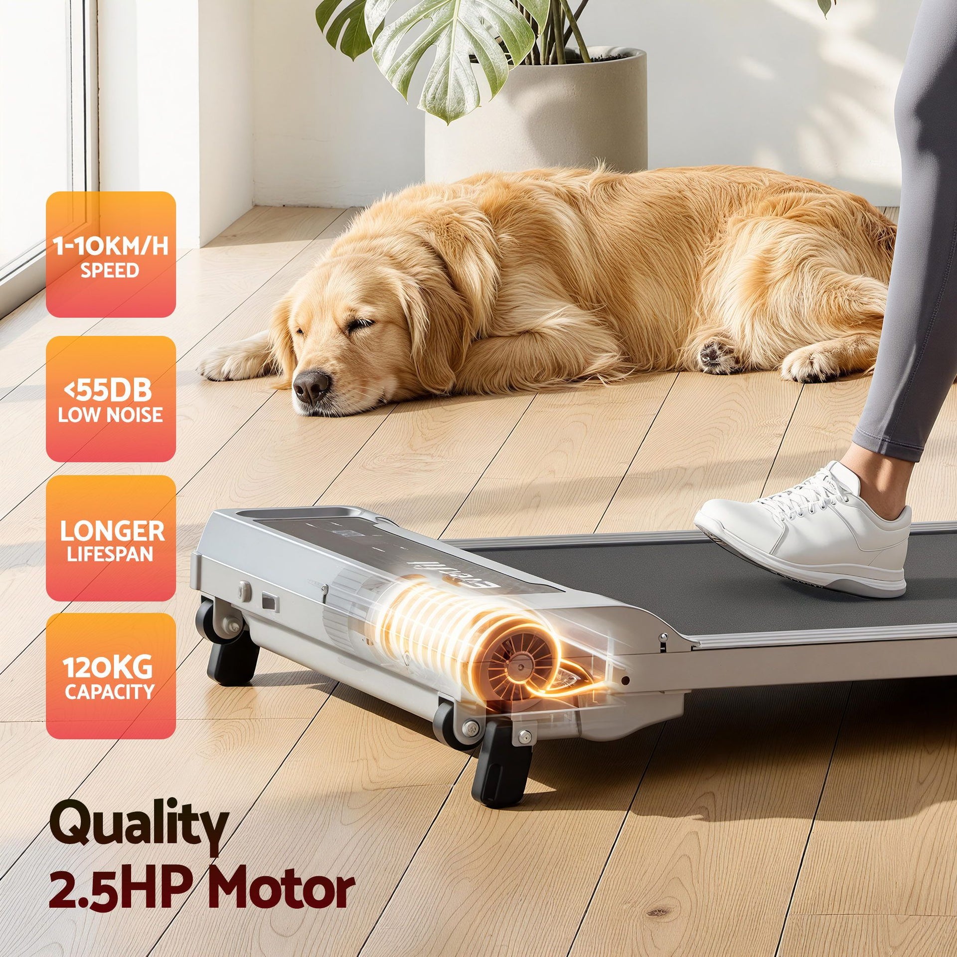 Everfit 3 in 1 Walking Pad Treadmill 12% Incline Under Desk Treadmills for Home Gym With 40cm Wide Belt Sliver Awezingly