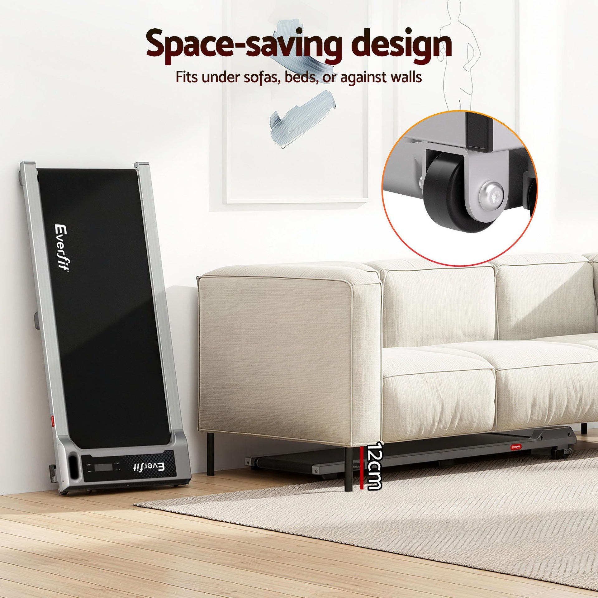 Everfit 3 in 1 Walking Pad Treadmill 12% Incline Under Desk Treadmills for Home Gym With 40cm Wide Belt Sliver Awezingly
