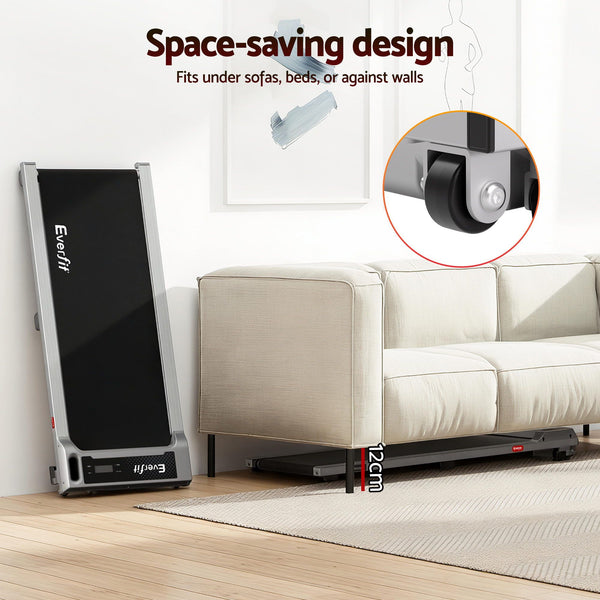 Everfit 3 in 1 Walking Pad Treadmill 12% Incline Under Desk Treadmills for Home Gym With 40cm Wide Belt Sliver Awezingly