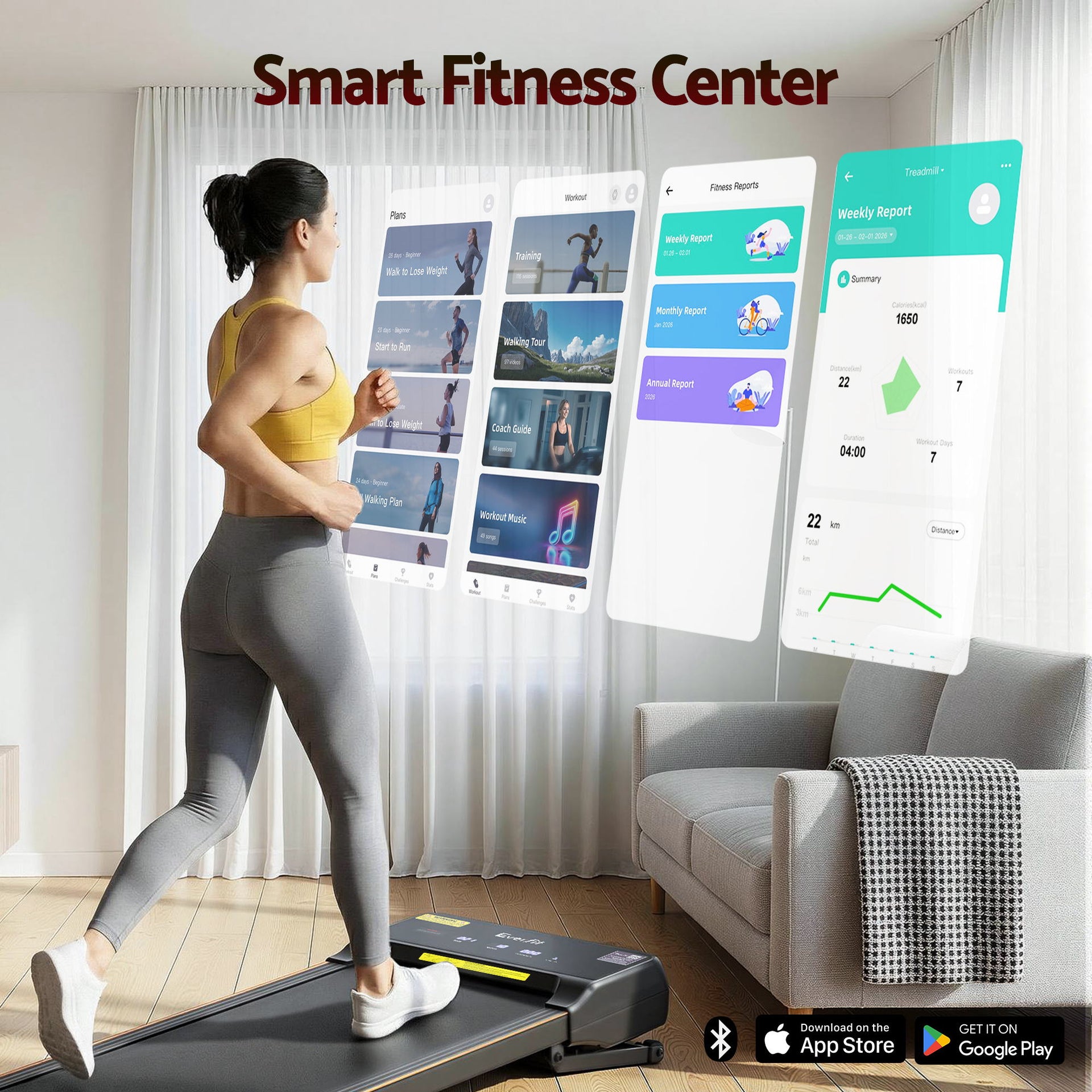 Everfit 3 in 1 Walking Pad Treadmill 20% Auto Incline Under Desk Treadmills for Home Gym With 40cm Wide Belt Awezingly