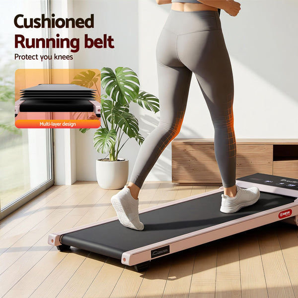 Everfit 3 in 1 Walking Pad Treadmill 20% Auto Incline Under Desk Treadmills for Home Gym With 40cm Wide Belt Pink Everfit