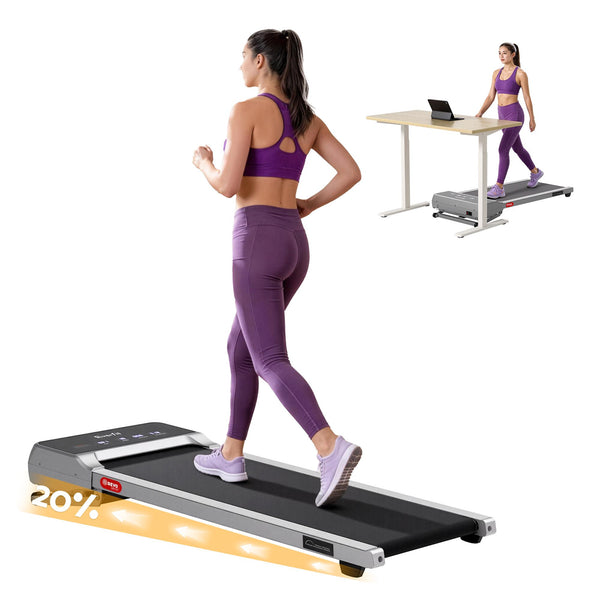 Everfit 3 in 1 Walking Pad Treadmill 20% Auto Incline Under Desk Treadmills for Home Gym With 40cm Wide Belt Sliver Everfit