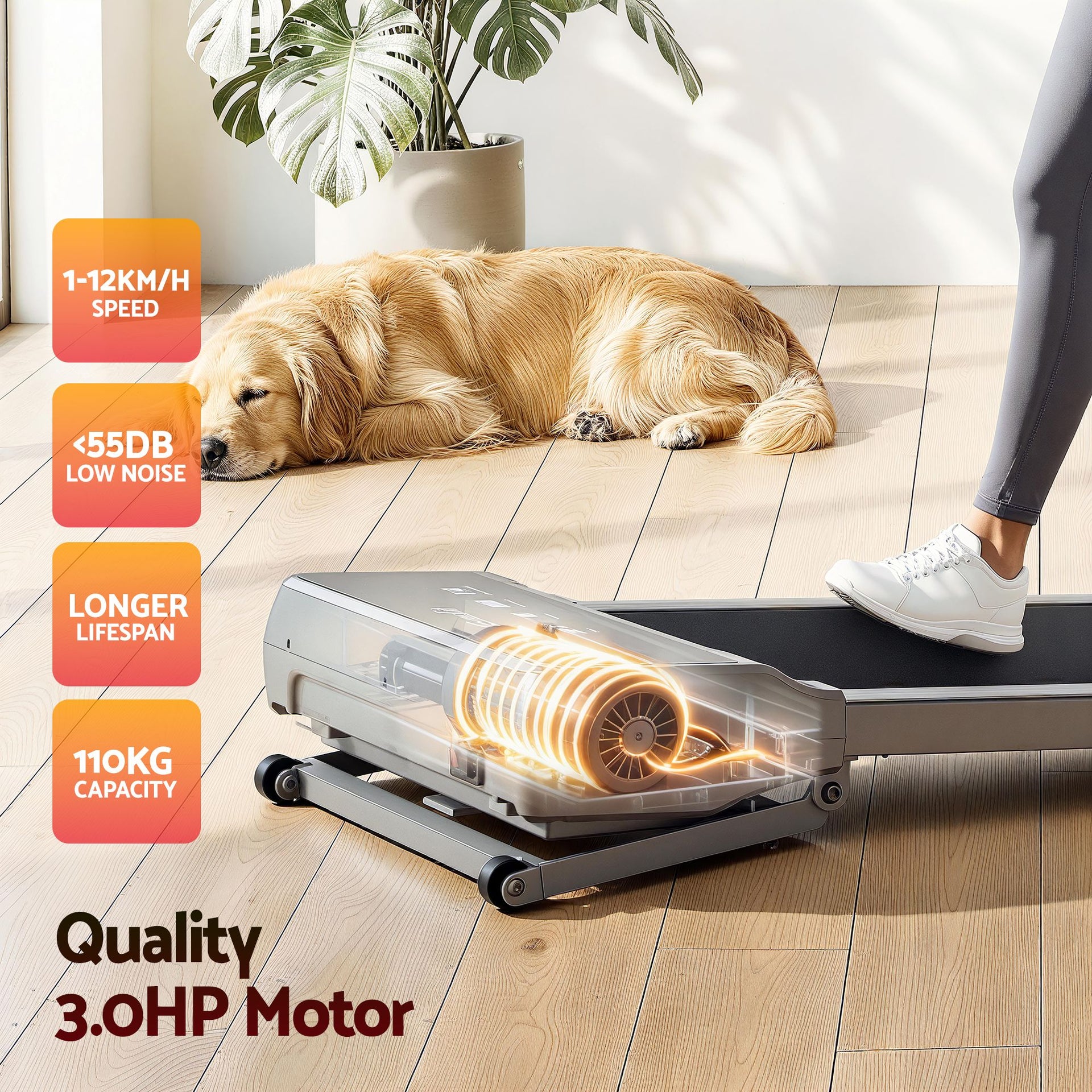 Everfit 3 in 1 Walking Pad Treadmill 20% Auto Incline Under Desk Treadmills for Home Gym With 40cm Wide Belt Sliver Everfit