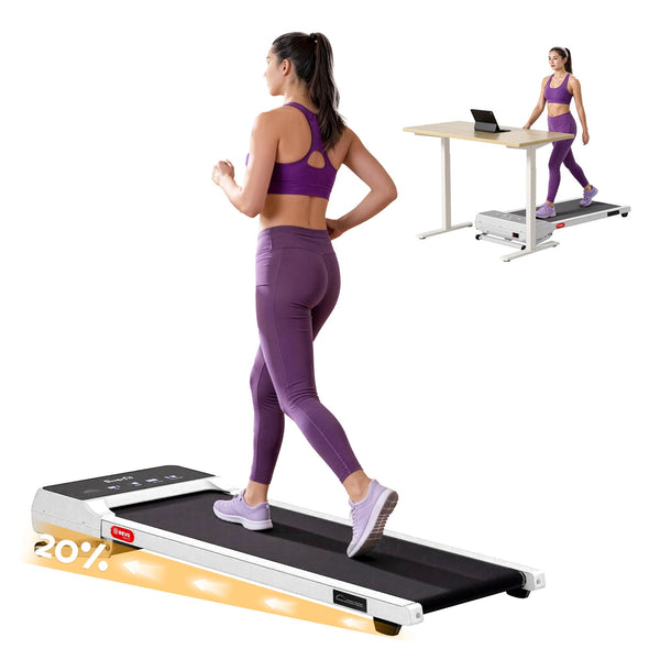 Everfit 3 in 1 Walking Pad Treadmill 20% Auto Incline Under Desk Treadmills for Home Gym With 40cm Wide Belt White Everfit