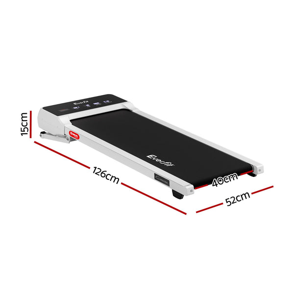 Everfit 3 in 1 Walking Pad Treadmill 20% Auto Incline Under Desk Treadmills for Home Gym With 40cm Wide Belt White Everfit