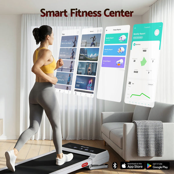 Everfit 3 in 1 Walking Pad Treadmill 20% Auto Incline Under Desk Treadmills for Home Gym With 40cm Wide Belt White Everfit