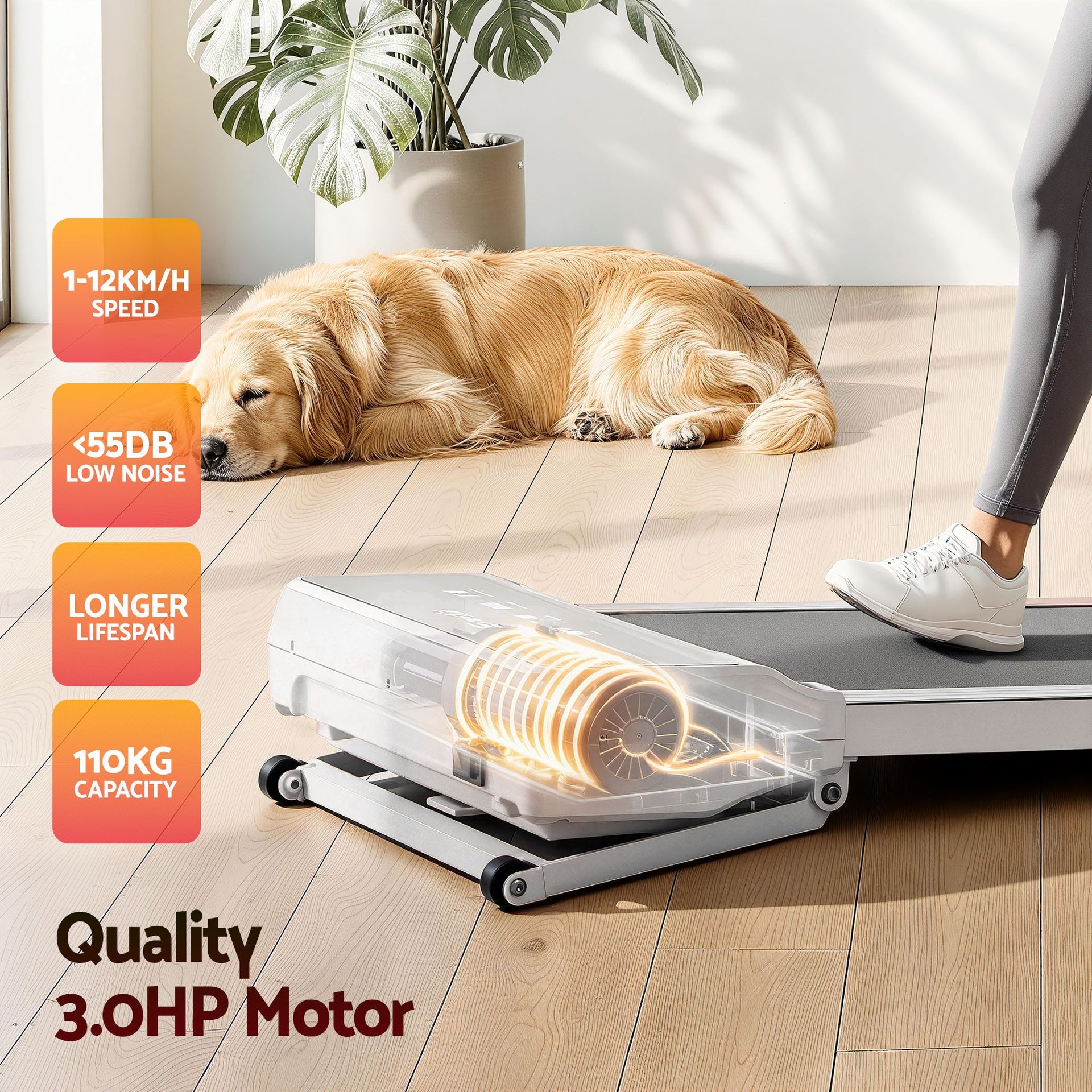 Everfit 3 in 1 Walking Pad Treadmill 20% Auto Incline Under Desk Treadmills for Home Gym With 40cm Wide Belt White Everfit