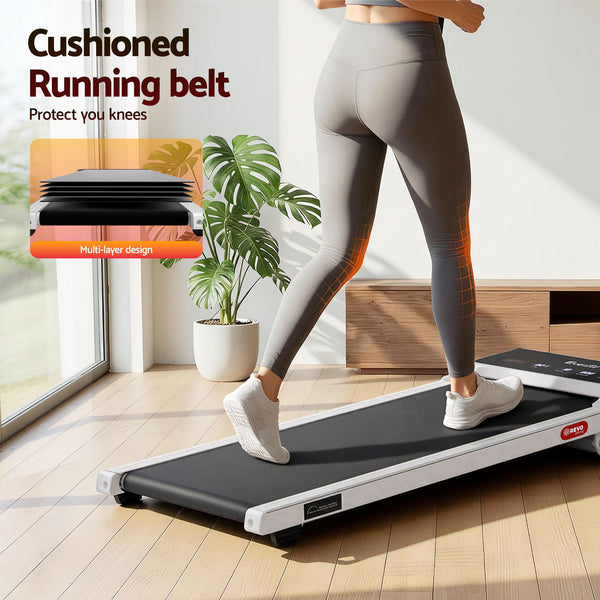 Everfit 3 in 1 Walking Pad Treadmill 20% Auto Incline Under Desk Treadmills for Home Gym With 40cm Wide Belt White Everfit